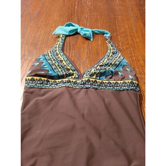Size 38B/34C Athleta One Piece Tie Neck Back Swimsuit Bathing Suit Swimwear - Picture 2 of 5